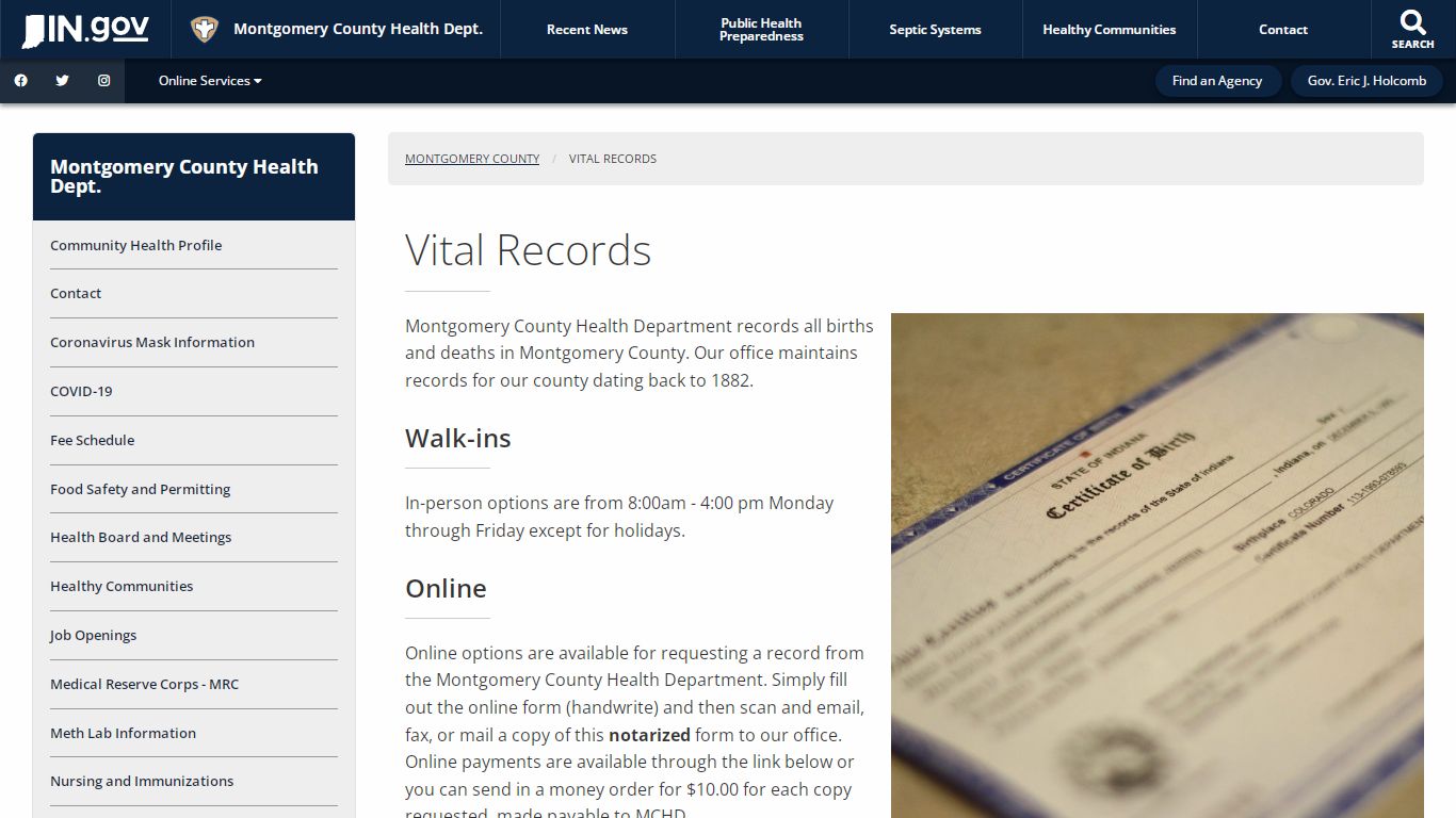 Vital Records - Montgomery County